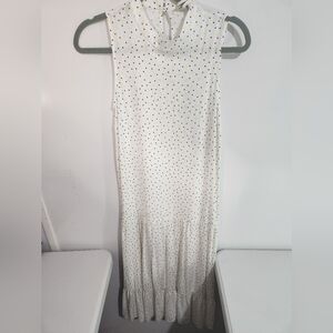 Elegant 100% VISCOSE White Polka Dot Dress,, Size 4